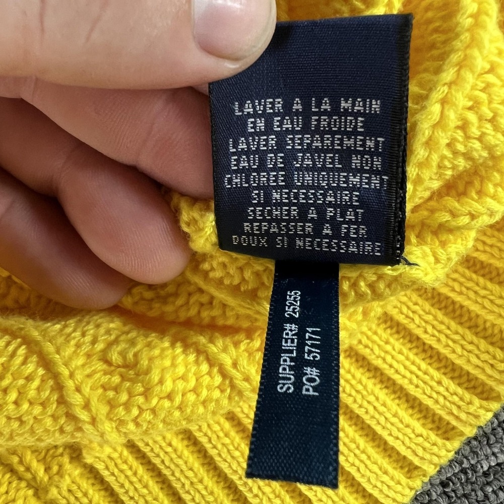 Ralph Lauren Sweater Womens Large Yellow 100% Cotton Cable Knit Crewneck Top - Picture 10 of 11